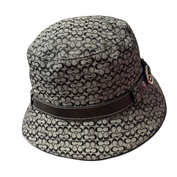 Coach Vtg Black & Grey Signature Y2K  Bucket Hat, Medium‎ / Large, Preppy Casual - Picture 3 of 7